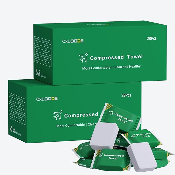 Disposable Compressed Towel Tablets, Disposable Face Compressed Towels Large Size Coin Tissue Portable Washcloth Reusable for Travel Camping Hiking Outdoor Sports Beauty Salon SPA 56 PCS