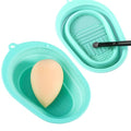 DUcare Foldable Silicone Makeup Brush Cleaner Bowl Portable Cleaning Tool for Brushes, Powder Puffs, and Sponges (Green)