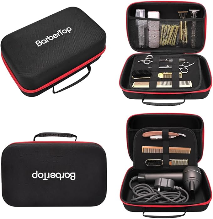 Barber Tool Bag, 12x7x5 inch Case Compatible with Hair Clipper Barber, Clipper Bag for Barbers,Travel Storage Organizer for Comb Cutting Guide, Clipper Blade Oil, Cleaning Brush and Other Grooming Kit