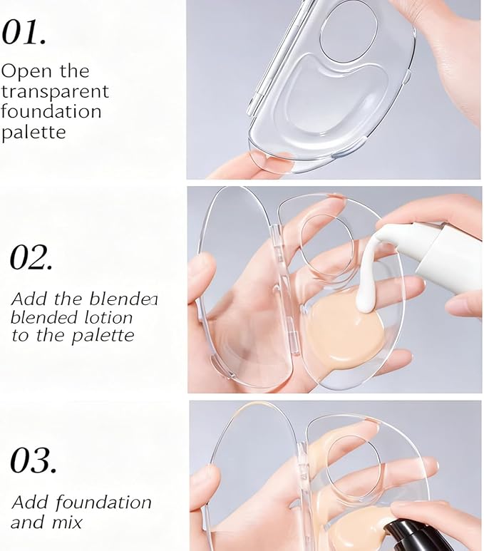 Professional Makeup Mixing Palette with Spatula, Clear Acrylic Cosmetic Blending Plate, 13.5x12.4cm Foldable Artist Tool for Foundation, Pigment, Lipstick, Eyeshadow