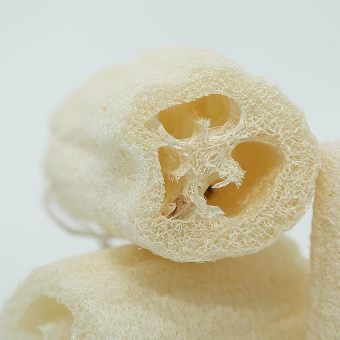 4" Natural Loofah Exfoliating Body Sponge Scrubber, Plant-Based Organic Loofa Luffa for Men & Women Skin Care Bath Shower Cleaning Back & Fac, Natural Sponges for Dishes, Pack of 4