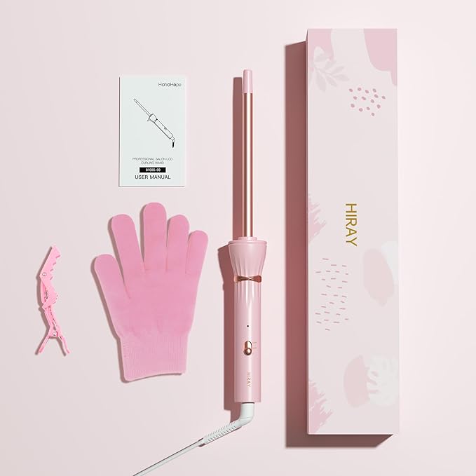 Hahahope 3/8 Inch Skinny Curling Iron & Wand, 9mm Mini Barrel for Short & Long Hair, Dual Voltage with 2 Heat Settings, Fast Heat Ceramic Curler