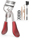 Kaasage Eyelash Curler for Lift and Curl, Professional Stainless Steel Makeup Eyelash Tool with Ergonomic Handle & 6 Replacement Pads for Long-Lasting Results
