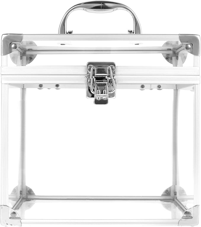 Makeup Box,Clear Cosmetic Case with Latches and Handle Large Capacity Toiletry Organizer Box Travel Makeup Tools for Vanity Bathroom Counter Dresser(silver)