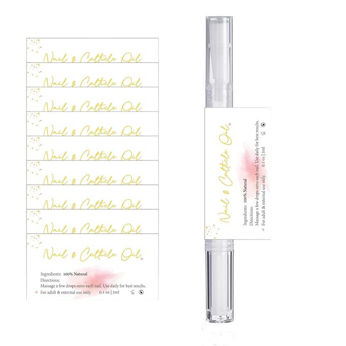 Empty Cuticle Oil Pen Label Sticker for Nail Tech Manicure Nail Artist Must Haves Nail Growth Care Packaging Staff 100pcs (white 1 x 2in)