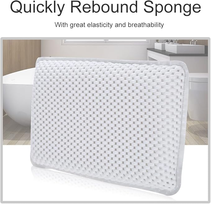 Yosoo Health Gear Spa Bath Pillow, Cushioned Bathtub Pillow with Suction Cups, PVC Bath and Spa Head Rest, White, Neck/Back Support