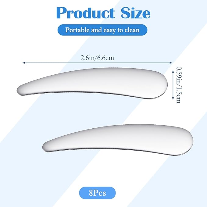 8pcs Mini Metal Makeup Spatula Reusable Cosmetic Cream Spatulas Skin Care Scoop Facial Applicator Tool Makeup Beauty Spoons for Face Mask Lotions Moisturizers Christmas