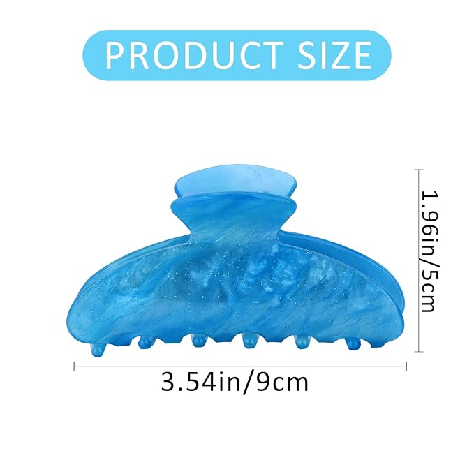 2 Pack Hair Claw Clips for Women, Acrylic Claw Clips for Thick Hair Non-slip Clip for Hair, Large Claws Hair Accessories for Women (White & Sky Blue)
