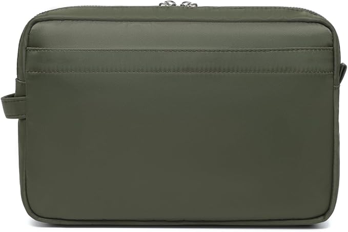 Storage Bag-arge Cosmetic Bag for Women Travel Makeup Bag Zip Up Bag Pure Cotton Canvas Can be Suspended (Army Green)