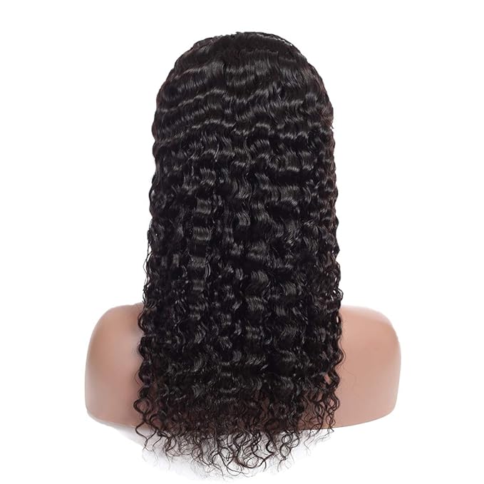 Aiterina Headband Wig Deep Wave Human Hair Wig 18 inch None Lace Front Wigs for Black Women Deep Curly Wave Machine Made Wigs Natural Color