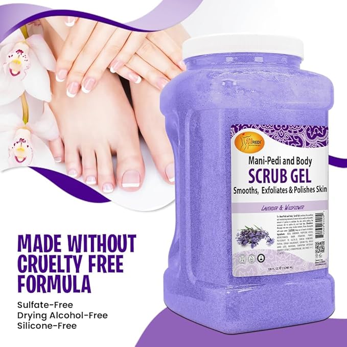 SPA REDI Exfoliating Body & Skincare Treatment – Multi-Purpose Professional & At-Home Skin Refinement | Exfoliate. Hydrate. Transform for Holistic Transformation | Lavender & Wildflower 128 Oz