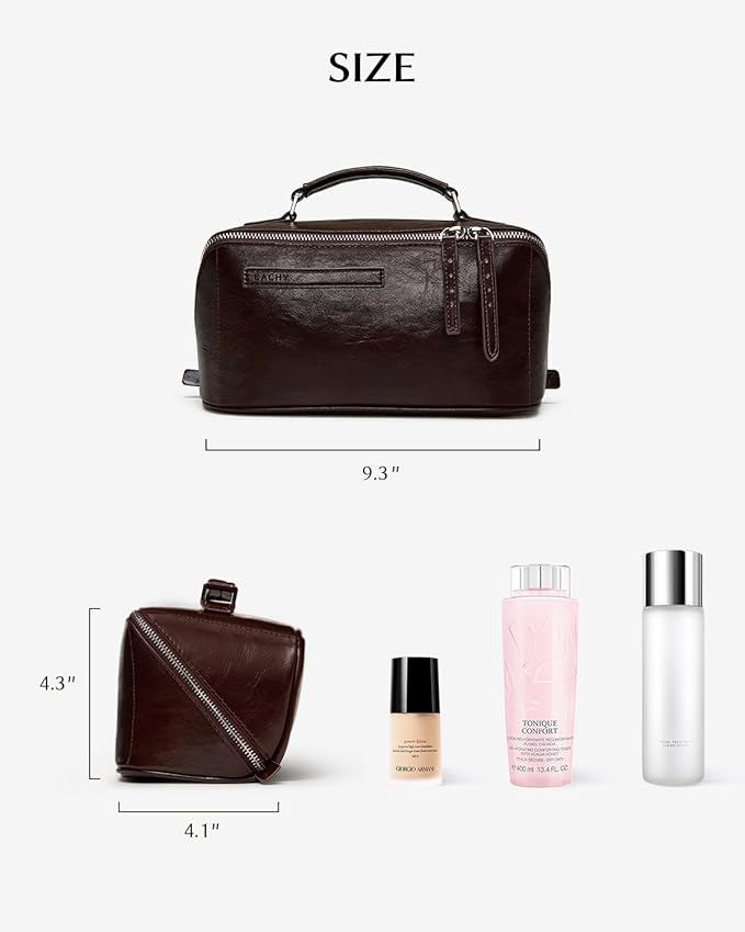 EACHY Travel Makeup Bag, Large Capacity Cosmetic Bag for Women, Waterproof PU Leather, Flat Open Portable Toiletry Bag for Skincare, Brushes & Travel Essentials