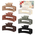 Auseibeely 6 Pack Square Claw Clips for Women Girls, 3.5" Medium Non-slip Rectangular Matte Claws Strong Jumbo Hair Styling Accessories for Thin Hair, Ideal for Gifts, Wine Red
