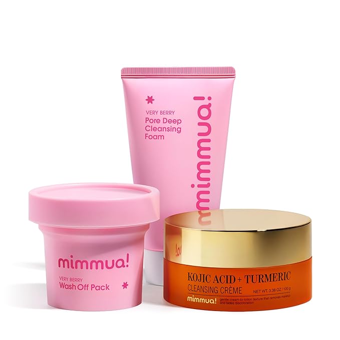 Pink Glow Set | Cleansing Cream + Cleansing Foam + Wash Off Pack | Total Cleansing Set | All in One Routine for Glow Skin