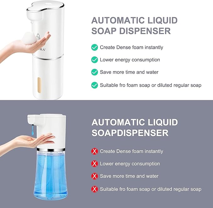 Secura Foaming Soap Dispenser, 10oz/300ml Touchless Automatic Dispenser with Adjustable Volume Control, Rechargeable Hands Free Dispenser for Kitchen, Bathroom