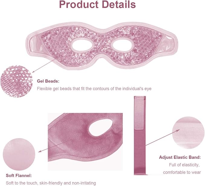 Cooling Gel Eye Mask with Eye Holes, 2 PCS Cold Eye Packs for Puffiness & Swelling, Reusable Hot Cold Compress Heat Ice Gel Pack, Purple and Pink