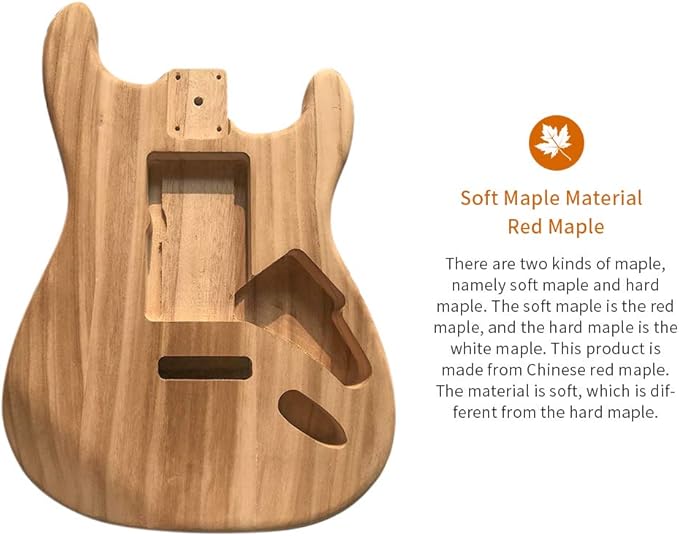 LANRU Polished Wood Type Electric Maple Guitar Barrel Body Unfinished Electric Guitar Barrel