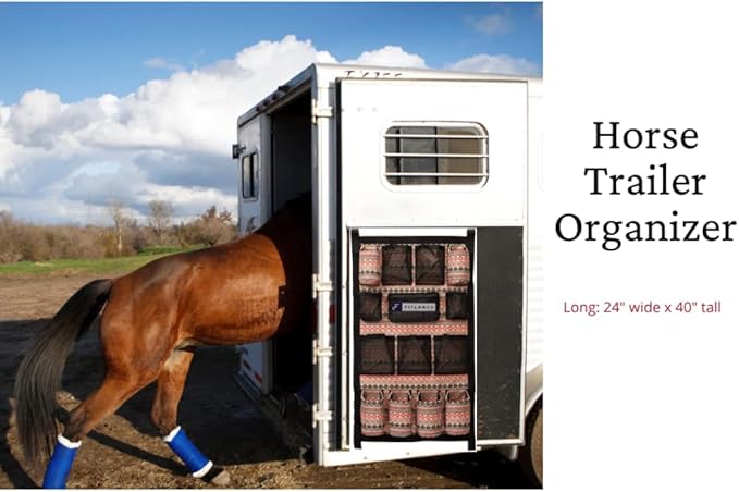 Equine Long Trailer Door Caddy - Horse Trailer Door Caddy Grooming Bag Stall Organizer - Horse Equipment Trailer Door Caddy Storage Bag - Trailer Grooming Bag Door Caddy Organizer