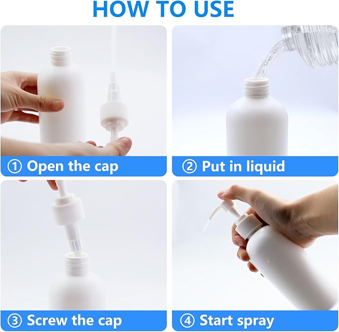 2 Pack 10 Oz (300ml) Pump Bottles Dispenser for Massage Oil, Liquid Soap with Labels