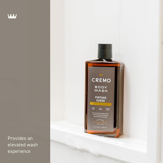 Cremo Body Wash for Men, Rich-Lathering Vintage Suede, 16 Fl Oz