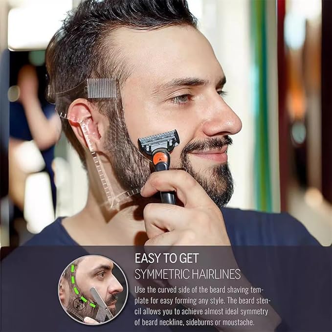 for Men's Beard Shape Trimmer & Men's Hair Design Tools,Men's Beard Styling Tools Set,Casual Men's Beauty Care,Men's Beard Trimmer(White)