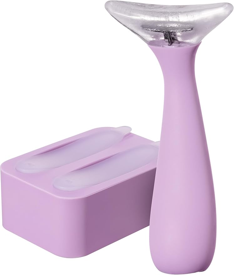 NiHome Purple Silicone Facial Ice Mold Tool, Reusable Cooling Face and Body Stick for Puffiness Relief, Pore Tightening, Sun-Exposed Skin Soothing, Headache Refreshing Care, Portable with Handle