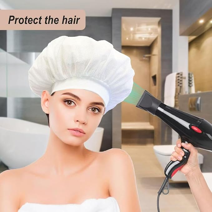 2-Pack Net Plopping Cap - Breathable Mesh for Curly Hair Drying, Blower-Ready & Overnight Sleep Protection