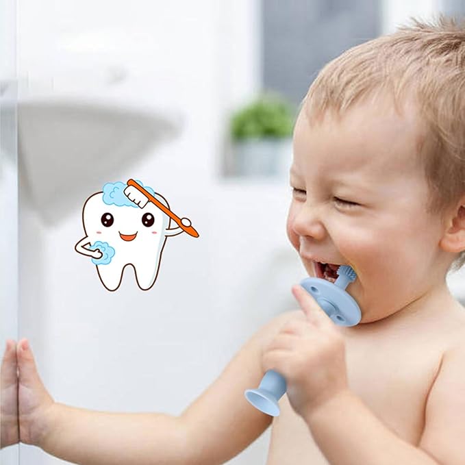Infant Toothbrush – 360° Baby Toothbrush, Suction Base | Soft Silicone Teether, Toddler Gum Massager, Teething Pacifier Accessory, Baby Care Tool, Gentle Bristle Training Brush, Ergonomic Babys