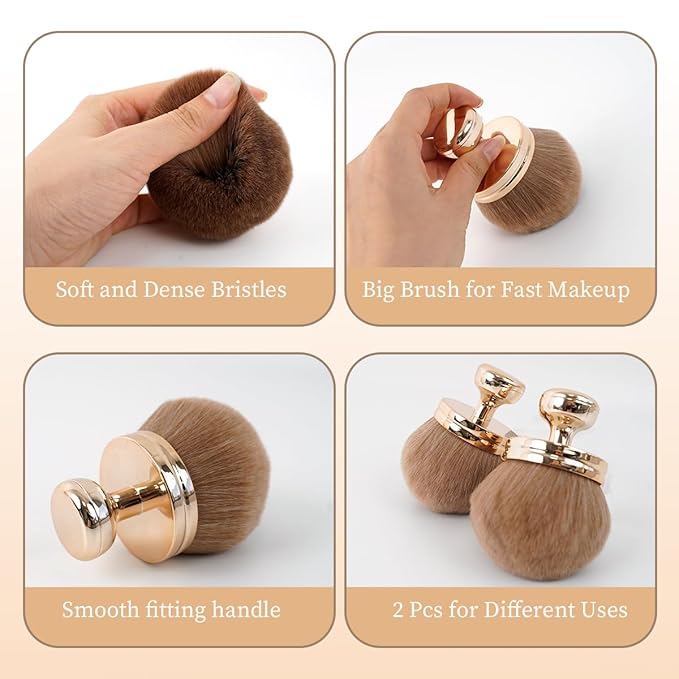 2 Pcs Extra Large Self Tanner Brush 70mm Self Tanning Brush for Body Makeup, Back Tanning Applicator Kabuki Brushes Powder Fondation Bronzer Blending Back Lotion Sunscreen Applicator Stocking Stuffers