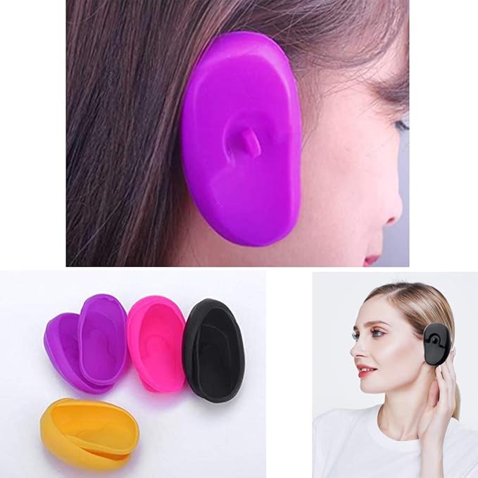 3 Pairs Waterproof Silicone Ear Covers Hairdressing Dye Coloring Ear Cover Earmuff Protectors Ear Cap Salon Hair Styling Tool for Hairdressing Shop and Home Personal Use (Random Color)