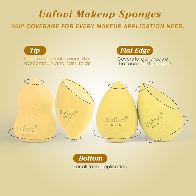 Makeup Sponge Set (4 Shapes 7 pcs) - Latex-Free Blending Sponge for Liquid, Cream & Powder, Soft Reusable Beauty Sponge for Wet/Dry Application, Face Foundation Blender (Skin ston)