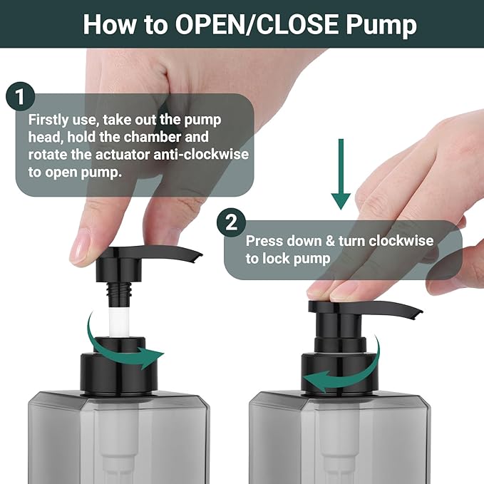 Suream Plastic Soap Dispenser 15oz/450ml, 3 Packs Shampoo Bottles Refillable with Pump and Labels, Body Wash Dispenser for Shower, Shampoo Container for Soap Cream Lotion Gel(Grey)