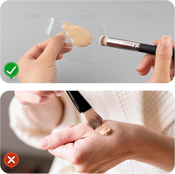 AUEAR, 3 Pack Makeup Mixing Palette Acrylic Handheld Tray Foundation Eye Shadow Hand Cosmetic Dish Blending