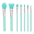 cobee 7 Pcs Silicone Brush Applicator Kit, Silicone Paint Brush Makeup Brush, Face Mask Applicator Jelly Brush Eye Cream Applicator Tool for Sleeping Mask, Mud Mask, Body Lotion And Body Butter(Green)
