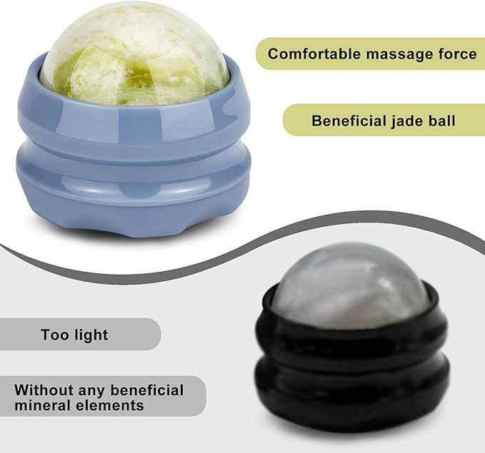 ideayard Massage Stone Jade Ball for Full Body Massage Lacrosse Ball Massager, Back Massage Tool, Self Massage Ball for Sore Muscle