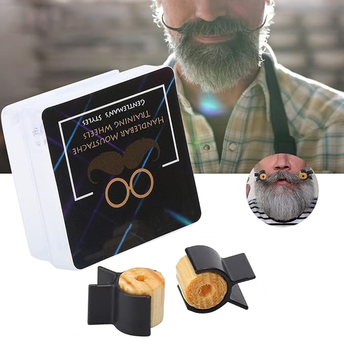 Handlebar Mustache Training Wheel, Mustache Curler Mustache Trainer Men Mustache Styling Template Mustache Training Wheel Beard Shaping Tool Handlebar Mustache Curler Black (Black)