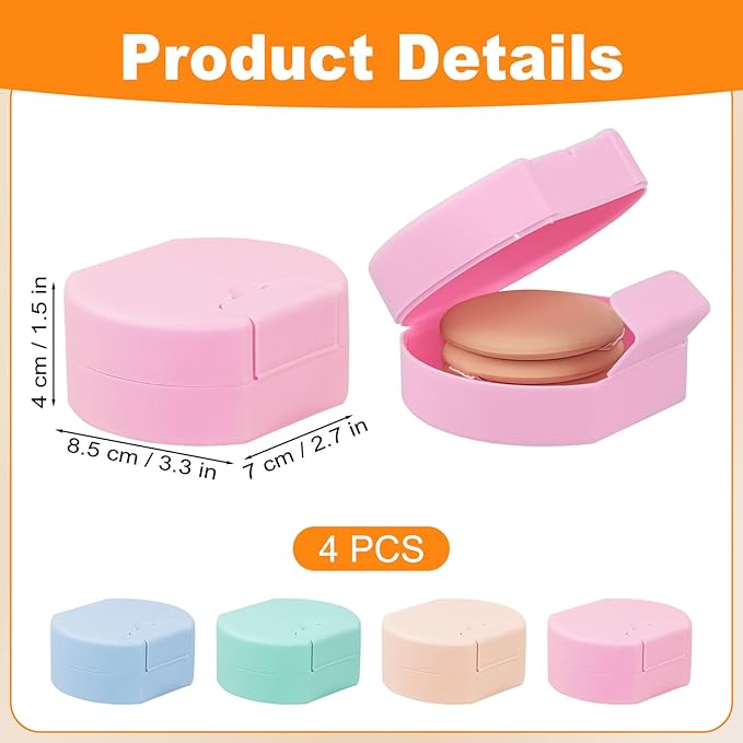 4 Packs Plastic Square Cotton Pad Holder, Hair Tie Container, Multiple Colors, Portable For Traveling, Suitable for Makeup Remover Cotton Balls,Organizer for Collecting Small Items(3.3 x 1.5in)
