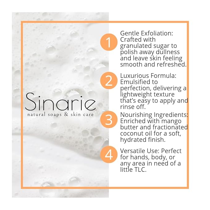 Exfoliating Sugar Scrub for Body – Hydrating Moisturizing Body Polish with Natural Oils – Gentle Spa Skincare for Smooth, Glowing Skin (5 oz., Mango Paradise (Mango))