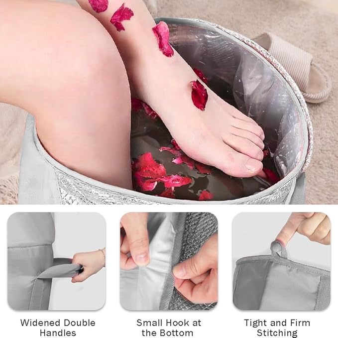 Collapsible Bucket for Soaking Feet,Portable Travel Foot Bath Tub,Fully Wrapped Knee Fumigation Foot Soaking Bath Basin,Foot Spa Bag for Outdoor Travel Camping Fishing (Pink)