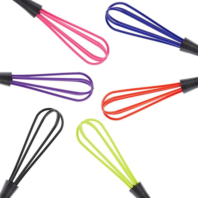 Glamlily Silicone Mini Hair Color Whisk Set - Precision Hair Dye Mixing Whisk - Multi-Use Salon & Kitchen Mixers - Vibrant Color Tools for Salon Organization - 6 Count, 7 x 1.2 in