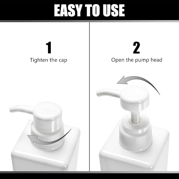 Shower Dispenser Set, 3 White Refillable Bottles, 22oz Large, Shampoo, Conditioner, Body Wash