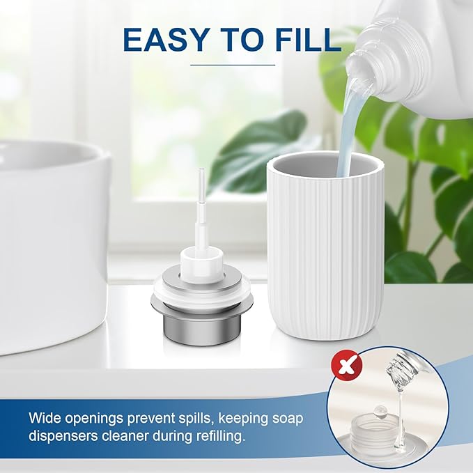 Ceramic Foaming Soap Dispenser, 12 oz Bathroom Foam Hand Soap Dispenser, Refillable Lotion Soap Dispenser with Removable Pump for Kitchen Hand Wash Dispenser, Modern Home Decor(2Pack-White)