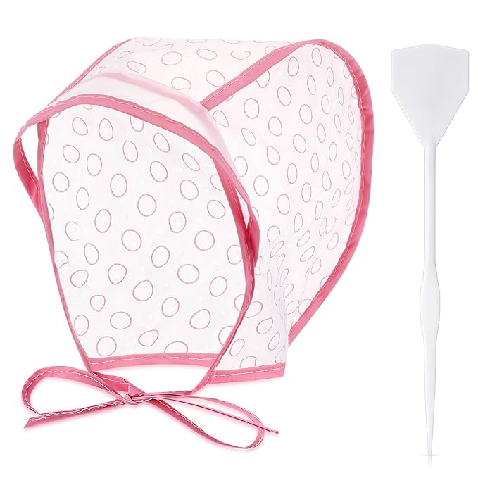 Hair Highlighting Cap Frosting Caps Kit Highlight Cap with Plastic Hooks for Hair Coloring Salon Dyeing Hairdressing Tool Kit Supplies(Pink)