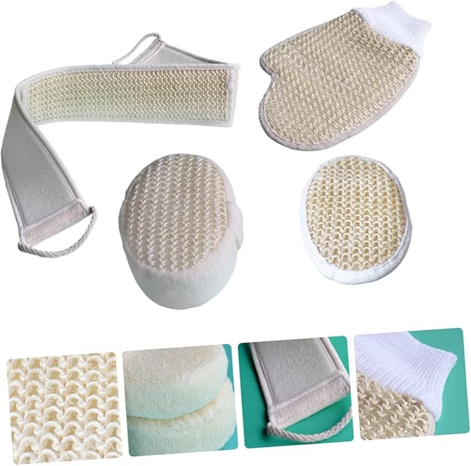1set Comfortable Scrubbing Glove and Back Scrubber Strap Bath for Gentle Exfoliation Sponge Back Strap Bath Mitt Trim