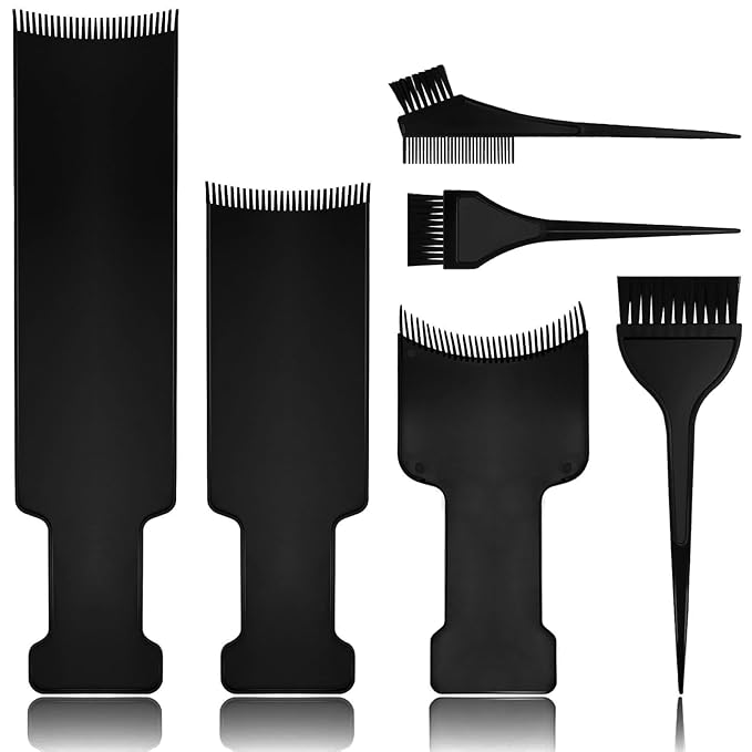 6 PCS Balayage Highlighting Board and Highlighting Brush Kit, 3 Hair Dye Brush and 3 Balayage Highlighting Board with Teeth Hair, for Hair Dye, Hairstylist Accessories Brushes