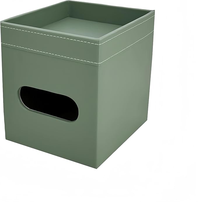 PU Leather Tissue Box Cover Square, Modern Tissue Holder with Storage Valet Tray, Nightstand Decorative Tissues Case, Facial Tissue Box Holder for Bathroom,Bedroom,Livingroom and Office (Light Green)