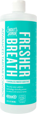 SKOUT'S HONOR Fresher Breath Flavorless Water Additive - VOHC Accepted for Tartar Control, Freshens Breath Fast, No Brushing Required, 32 oz