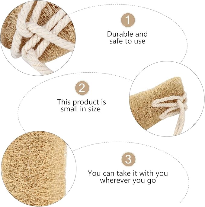 Exfoliating Loofah Back Scrubber Strap Double-Sided Natural Loofah Sponge Bath Body Scrubber for Shower Back Washing Beige Natural Fiber Suitable for Daily Bathing and Skin Care