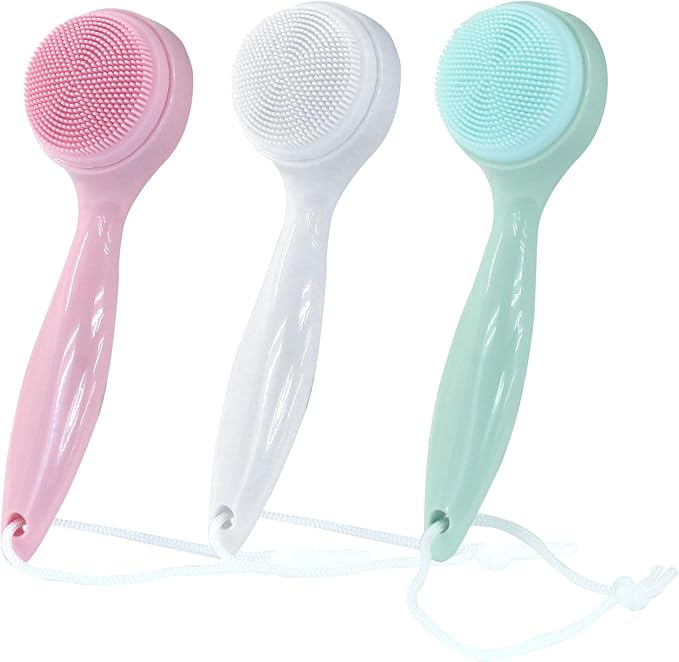 Zorfeter 3 Pack Silicone Facial Cleansing Brush, Skin Friendly Face Scrubber Waterproof Exfoliator, Soft Bristles Applicator for Blackheads Whiteheads Makeup Residues Removal