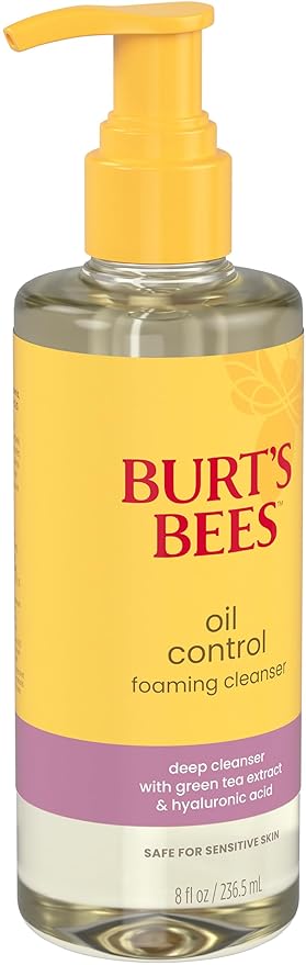 Burt's Bees Oil Control Foaming Cleanser; For Oily Skin; Safe for Sensitive Skin; Deeply Cleanses, Includes Green Tea Extract and Hyaluronic Acid; 8 Fl. Oz.